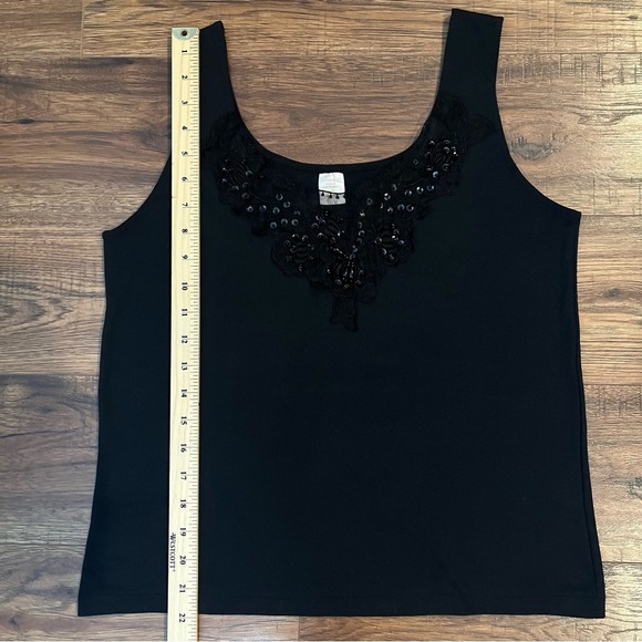 Vintage Y2K Black Sleeveless Top Beaded Accents Whimsigoth Fairy Retro‎ Medium - Picture 5 of 7